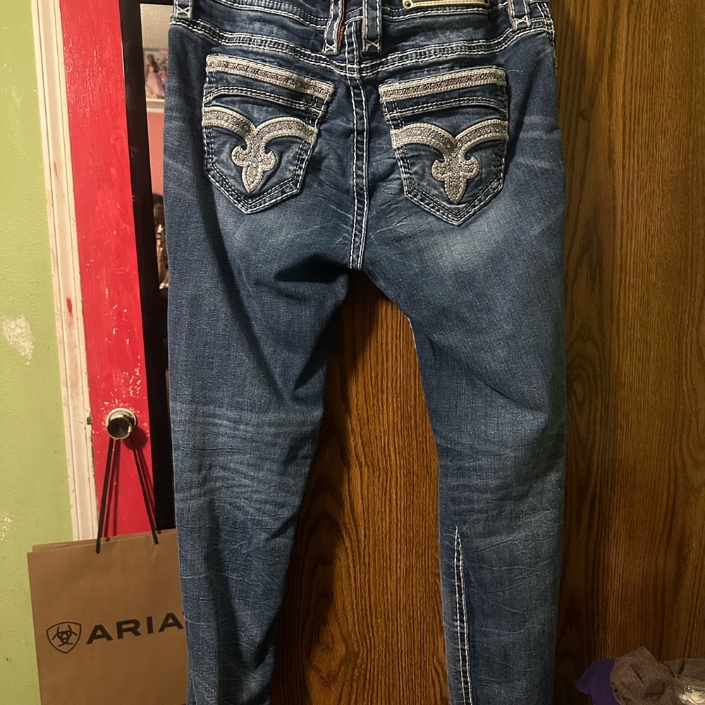 Rock Revival Blue Skinny Jeans with Embroidered Details